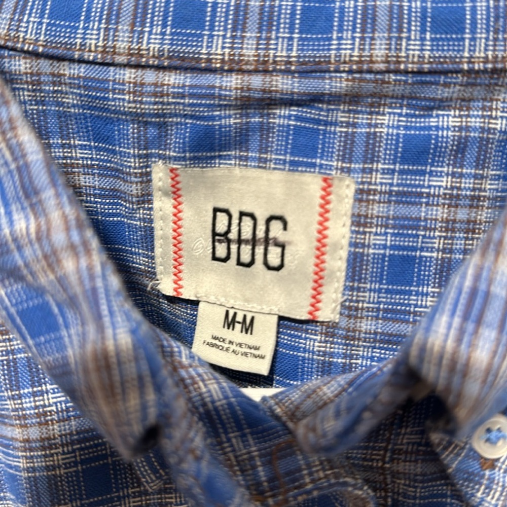 Urban Outfitters BDG Spliced Dad Button Down Shirt Mixed Plaid Pieced Top - Picture 6 of 7